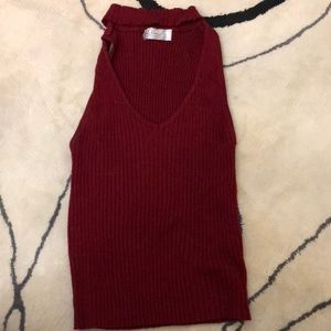 LF red sweater choker tank top